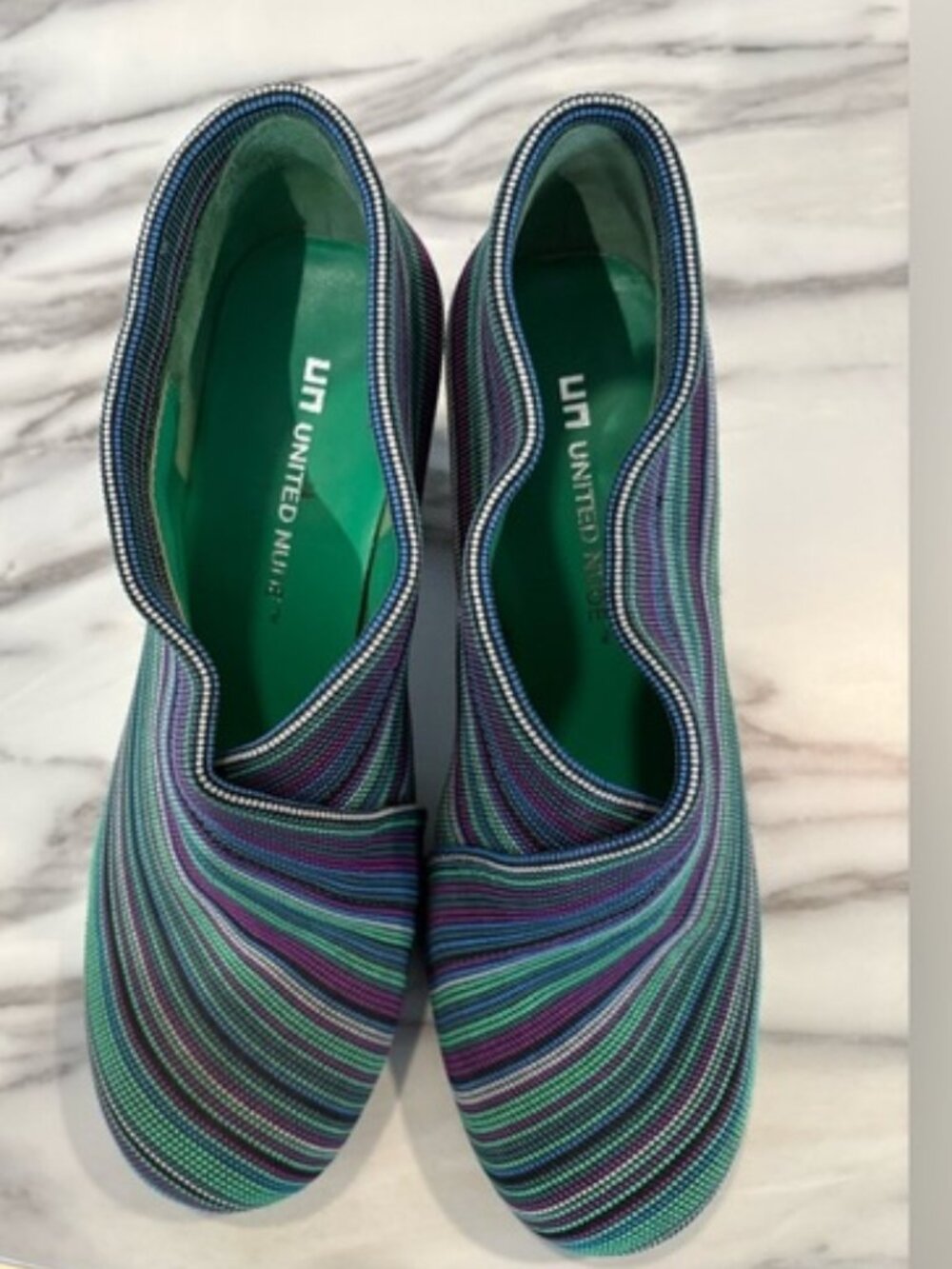 United Nude Fold Hi Multi-Color Striped Ankle Booties Size 6.5, Funky - Picture 5 of 9